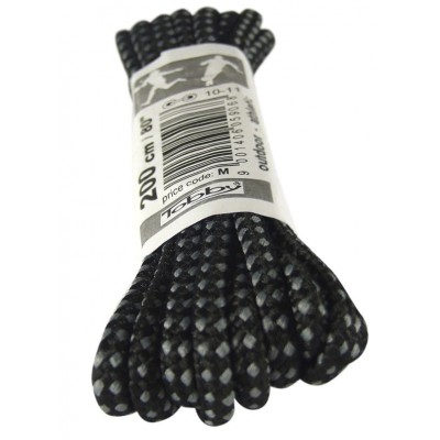 Tobby Outdoor Athletic shoelaces, Light, Black/Grey dots