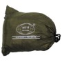 Detail of the lateral integrated packing bag being used as a storage pocket for a smartphone.