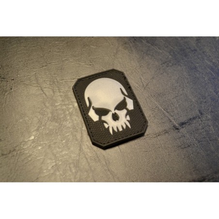 Velcro sign, "Skull" 3D, small, black
