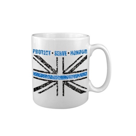 Ceramic mug "Thin Blue Line", white