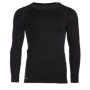 Front flat lay view of the black sports long-sleeve shirt, showcasing the clean athletic chest design and seamless clinging fit.