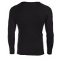 Rear view of the black sports shirt displaying the smooth back panel.