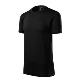 Front flat lay view of the black merino wool t-shirt, showcasing the clean slim-fit cut and fine single jersey fabric.