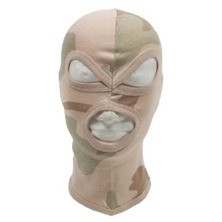MFH 3-Hole Operation Balaclava in US Desert camouflage pattern shown from the front view