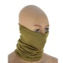 Studio product shot of the coyote-colored thermal winter headband/neck gaiter neatly rolled or styled as a scarf.