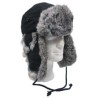 Fur Hat, black, w/grey rabbit fur 