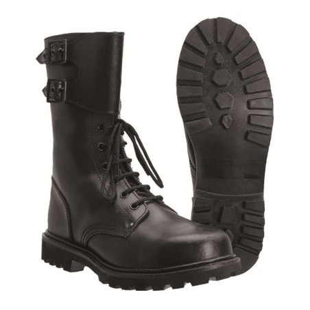 French Action Leather Combat boots, black