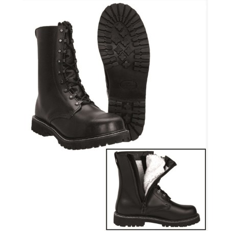 Paratrooper boots with lining and zipper, black