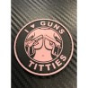 Velcro sign, "I Love Guns Titties" 3D, pink