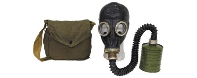 Gas masks, filters, adapters and containers. Historical and new masks